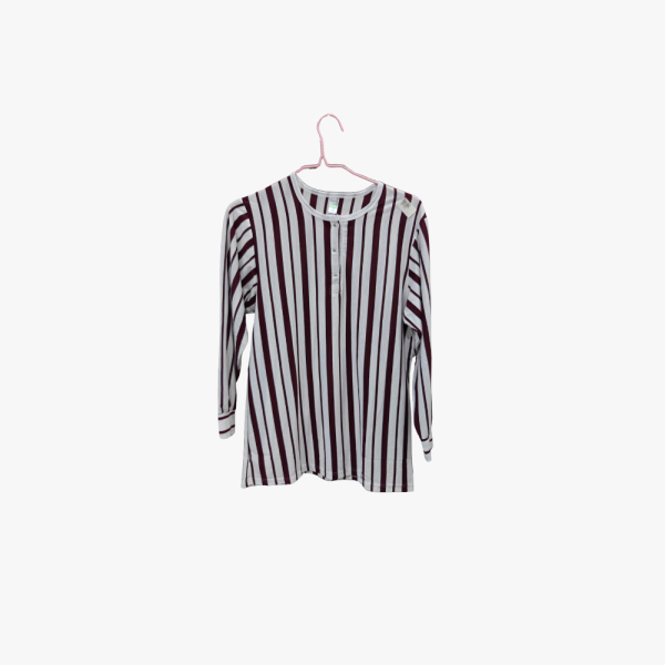 Tunisian Striped Long-Sleeve Maroon Shirt