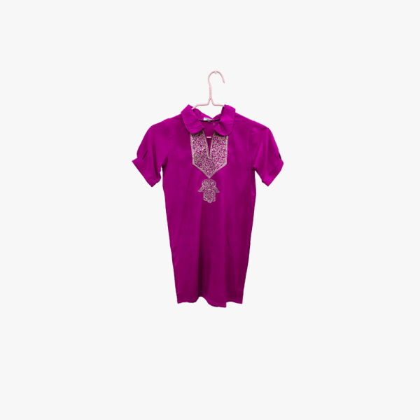 Magenta Collared Tunisian Embroidered Tunic