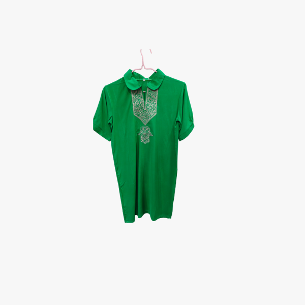 Emerald Green Collared Tunisian Embroidered Tunic